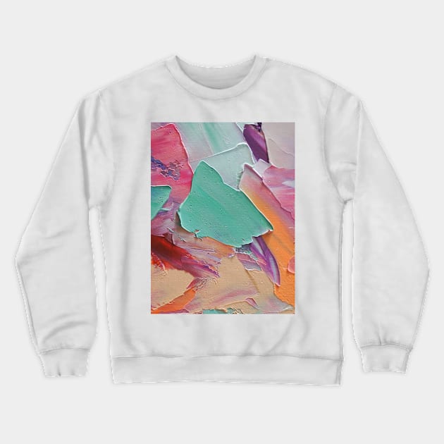 Conceptual abstract close-up of a brushstroke of paint done with oil and palette knife on canvas. Crewneck Sweatshirt by MariDein